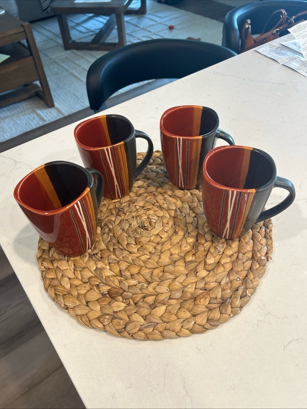4-Piece Ceramic Mug Set in Rust and Black